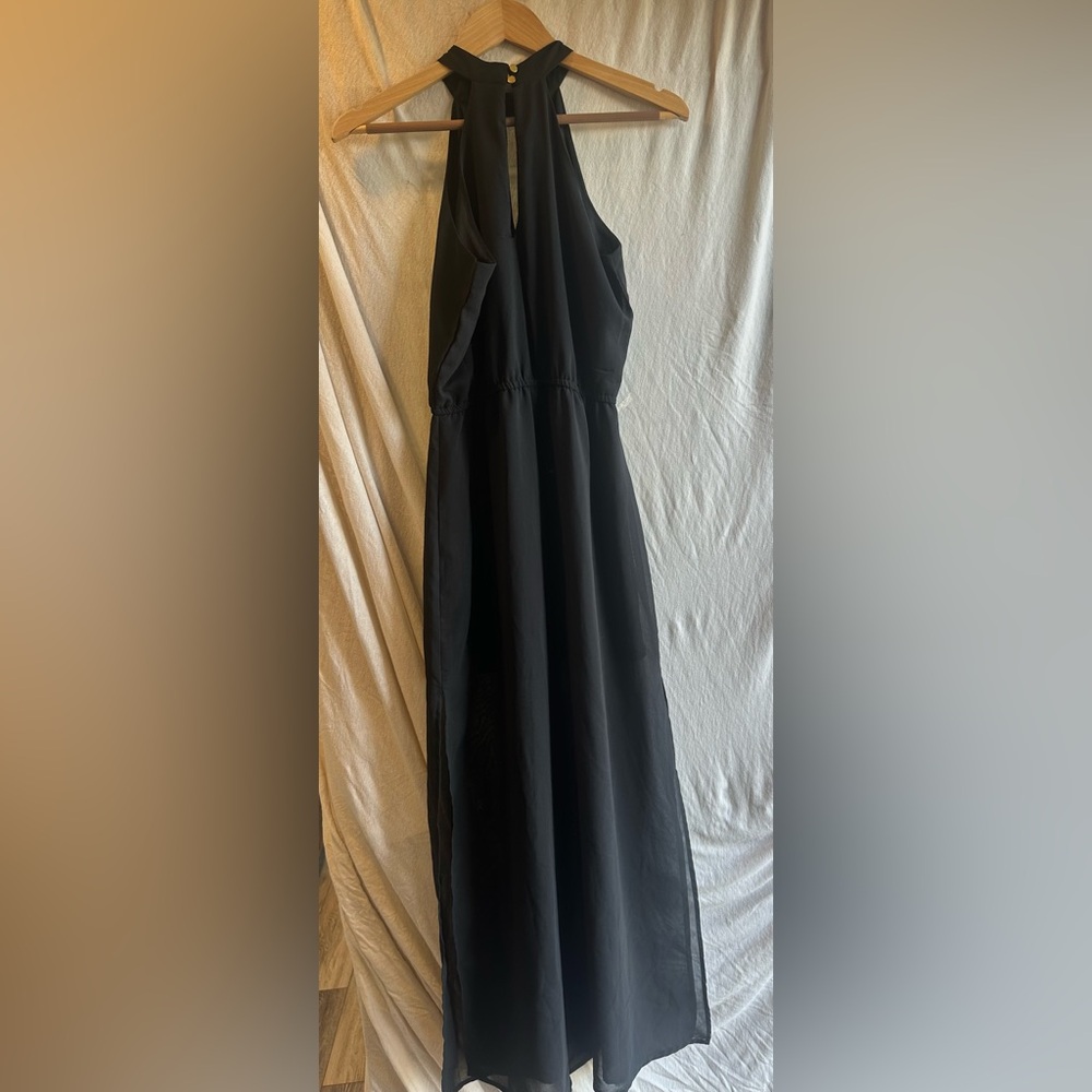 Indulge Black Halter Maxi Dress